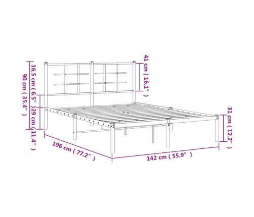 Estructura cama sin colchón con cabecero metal negro 135x190 cm