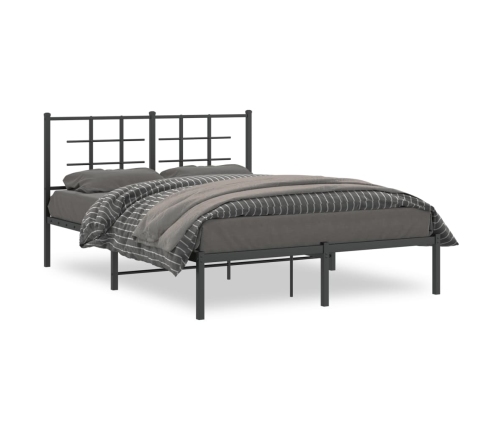 Estructura cama sin colchón con cabecero metal negro 140x190 cm