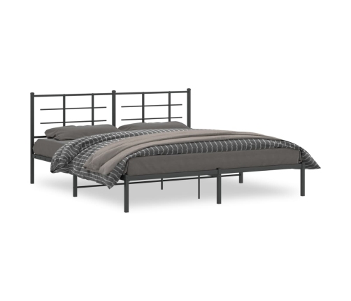 Estructura cama sin colchón con cabecero metal negro 183x213 cm