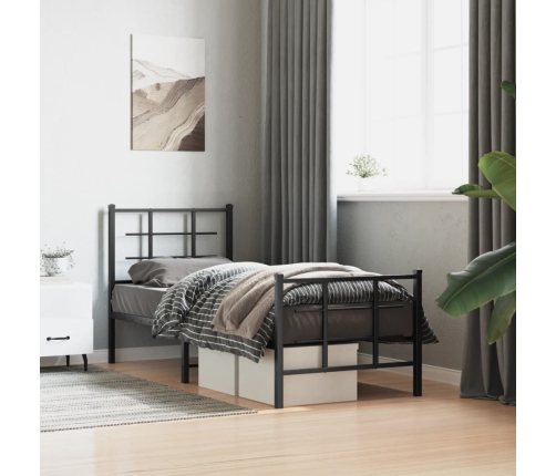 Estructura cama sin colchón con estribo metal negro 80x200 cm