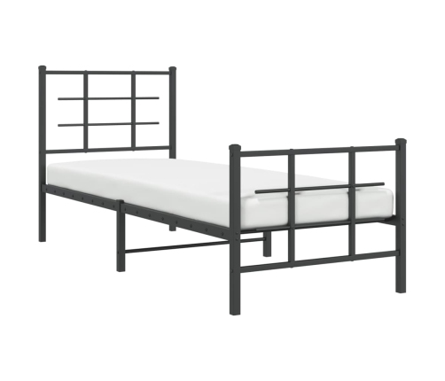Estructura cama sin colchón con estribo metal negro 80x200 cm