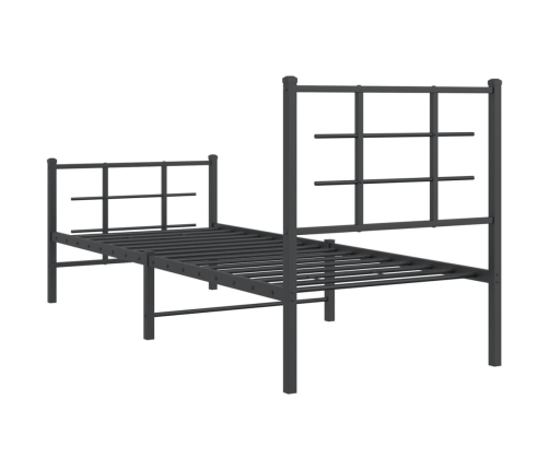 Estructura cama sin colchón con estribo metal negro 80x200 cm