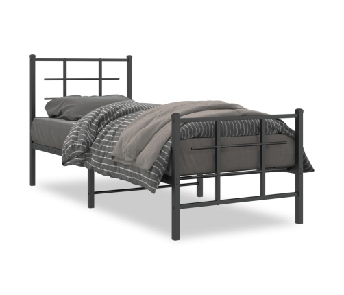 Estructura cama sin colchón con estribo metal negro 80x200 cm