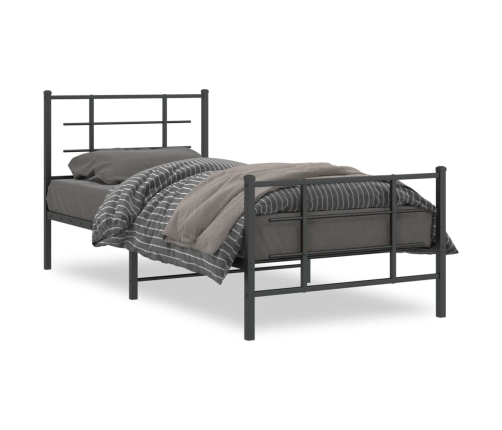 Estructura cama sin colchón con estribo metal negro 90x190 cm