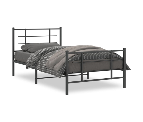 Estructura cama sin colchón con estribo metal negro 107x203 cm