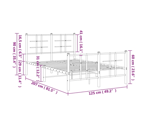 Estructura cama sin colchón con estribo metal negro 120x200 cm