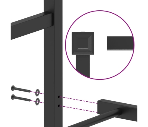 Estructura cama sin colchón con estribo metal negro 160x200 cm