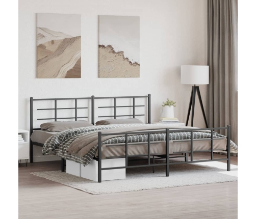 Estructura cama sin colchón con estribo metal negro 193x203 cm