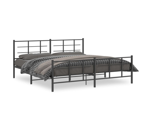 Estructura cama sin colchón con estribo metal negro 193x203 cm
