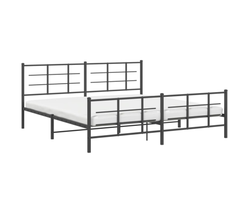 Estructura cama sin colchón con estribo metal negro 200x200 cm