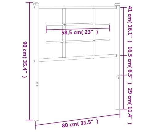 Cabecero de metal negro 75 cm