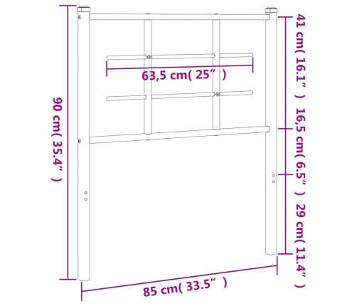 Cabecero de metal negro 80 cm