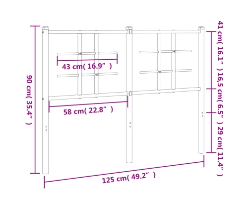 Cabecero de metal negro 120 cm