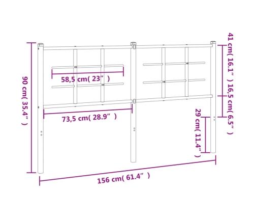 Cabecero de metal negro 150 cm