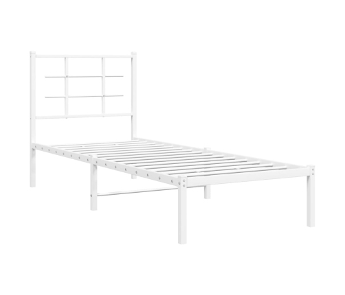 Estructura cama sin colchón con cabecero metal blanco 75x190 cm