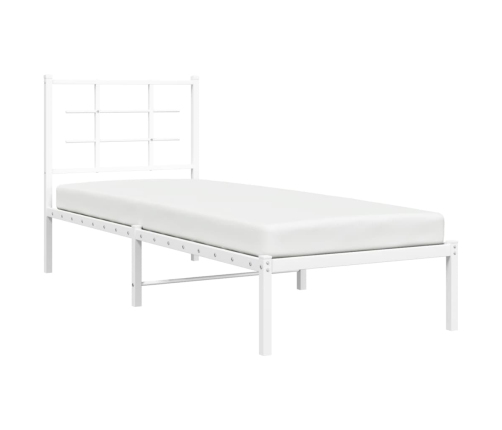 Estructura cama sin colchón con cabecero metal blanco 75x190 cm