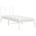 Estructura cama sin colchón con cabecero metal blanco 75x190 cm