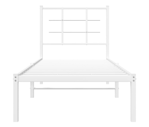 Estructura cama sin colchón con cabecero metal blanco 75x190 cm