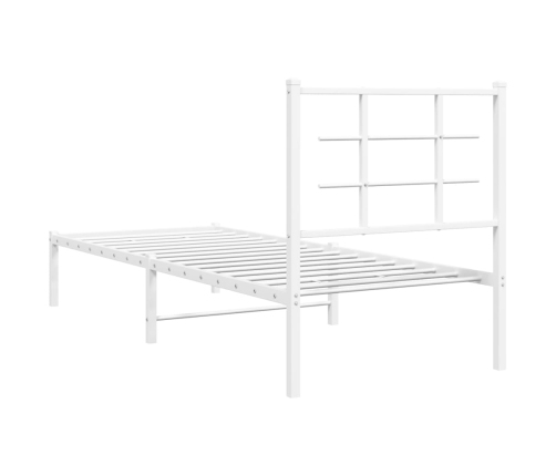 Estructura cama sin colchón con cabecero metal blanco 75x190 cm