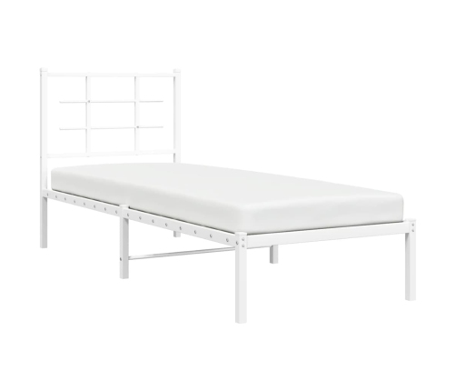 Estructura cama sin colchón con cabecero metal blanco 80x200 cm