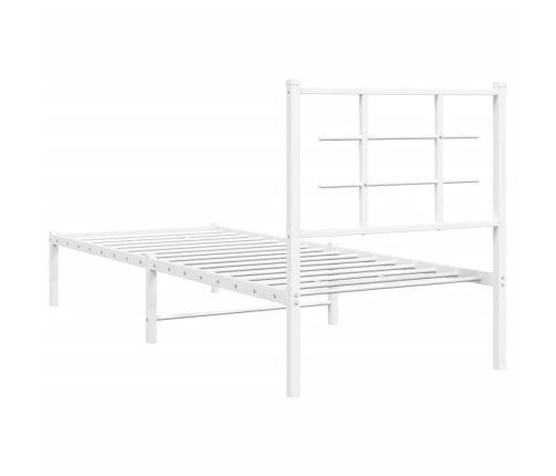 Estructura cama sin colchón con cabecero metal blanco 80x200 cm