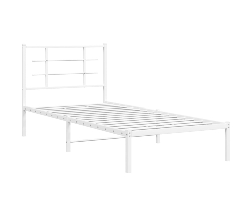 Estructura cama sin colchón con cabecero metal blanco 90x190 cm