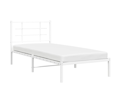 Estructura cama sin colchón con cabecero metal blanco 90x190 cm