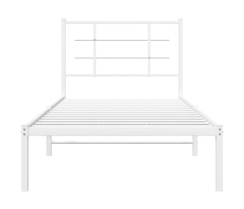 Estructura cama sin colchón con cabecero metal blanco 90x190 cm