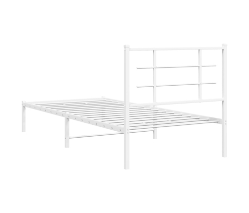 Estructura cama sin colchón con cabecero metal blanco 90x190 cm