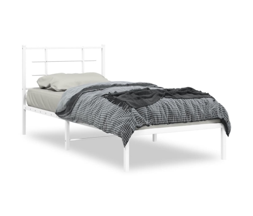 Estructura cama sin colchón con cabecero metal blanco 90x190 cm