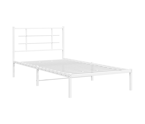 Estructura cama sin colchón con cabecero metal blanco 107x203cm