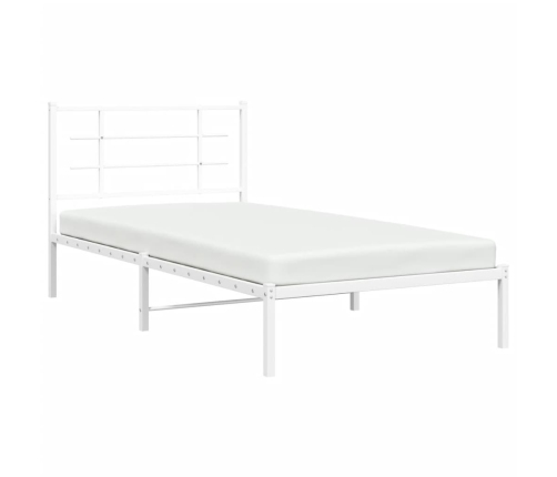 Estructura cama sin colchón con cabecero metal blanco 107x203cm