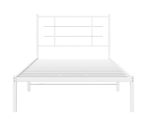 Estructura cama sin colchón con cabecero metal blanco 107x203cm