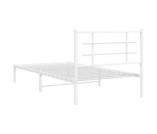 Estructura cama sin colchón con cabecero metal blanco 107x203cm