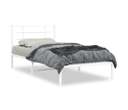 Estructura cama sin colchón con cabecero metal blanco 107x203cm