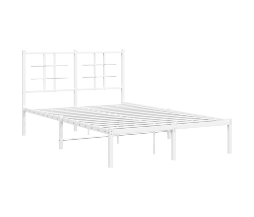 Estructura cama sin colchón con cabecero metal blanco 120x190cm