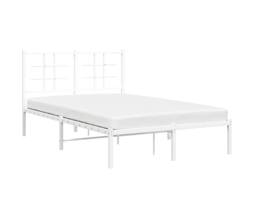 Estructura cama sin colchón con cabecero metal blanco 120x190cm