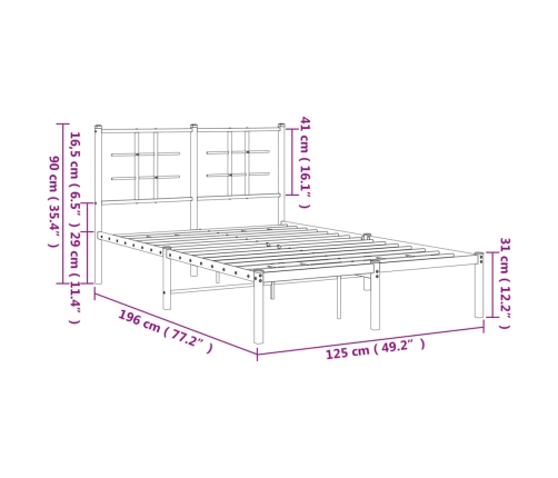 Estructura cama sin colchón con cabecero metal blanco 120x190cm