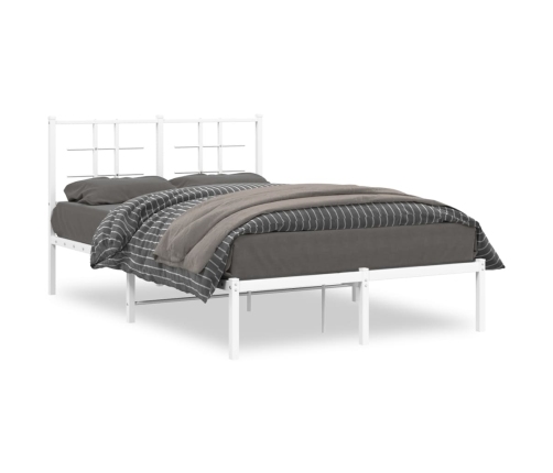 Estructura cama sin colchón con cabecero metal blanco 120x190cm