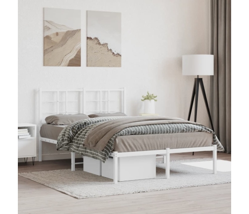 Estructura cama sin colchón con cabecero metal blanco 120x200cm