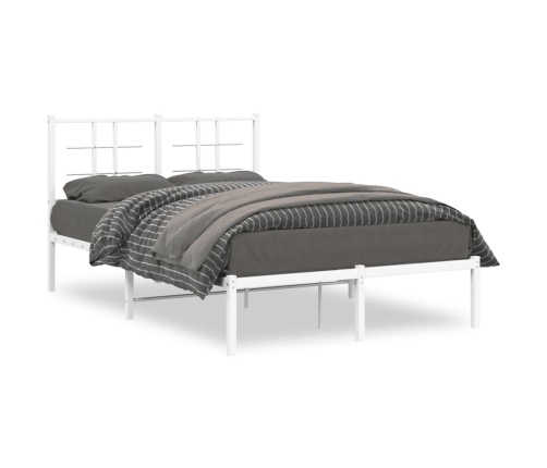 Estructura cama sin colchón con cabecero metal blanco 120x200cm