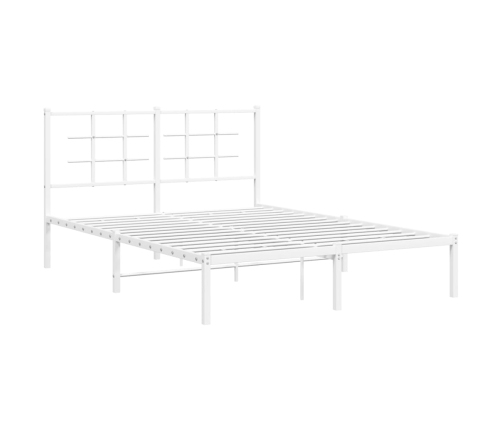 Estructura cama sin colchón con cabecero metal blanco 140x190cm