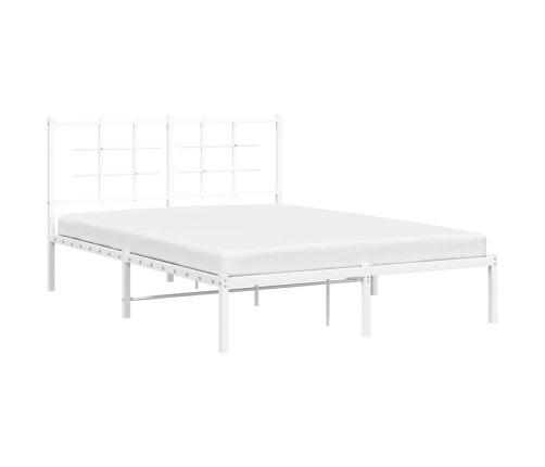 Estructura cama sin colchón con cabecero metal blanco 140x190cm