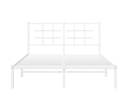 Estructura cama sin colchón con cabecero metal blanco 140x190cm