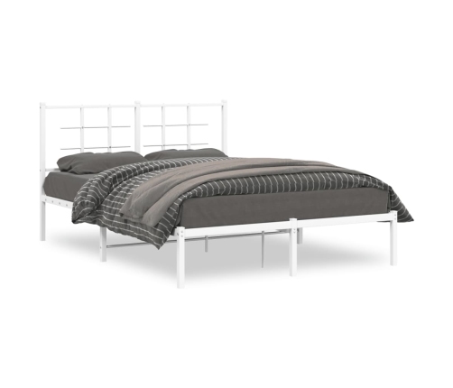 Estructura cama sin colchón con cabecero metal blanco 140x190cm