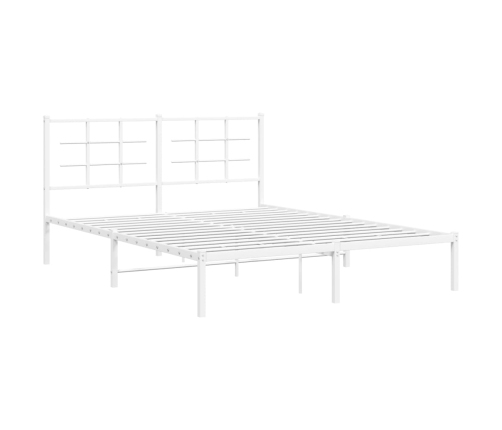 Estructura cama sin colchón con cabecero metal blanco 150x200cm