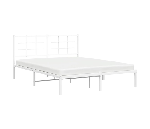 Estructura cama sin colchón con cabecero metal blanco 150x200cm