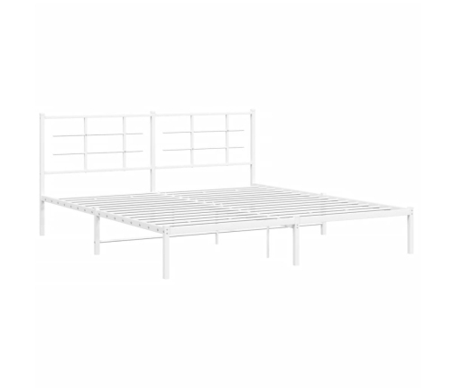 Estructura cama sin colchón con cabecero metal blanco 183x213cm