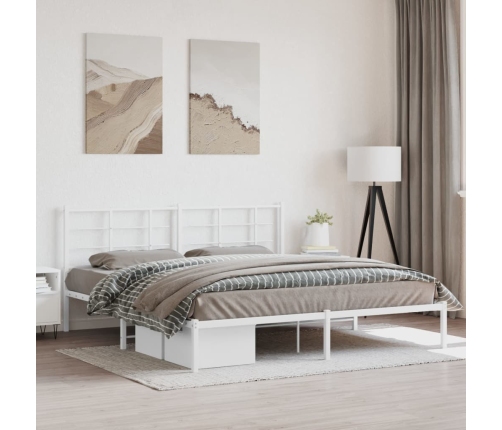Estructura cama sin colchón con cabecero metal blanco 183x213cm
