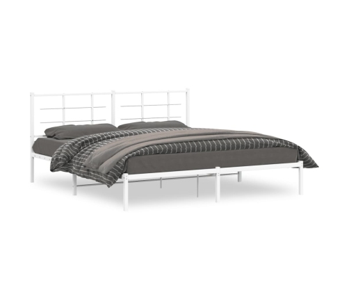 Estructura cama sin colchón con cabecero metal blanco 183x213cm
